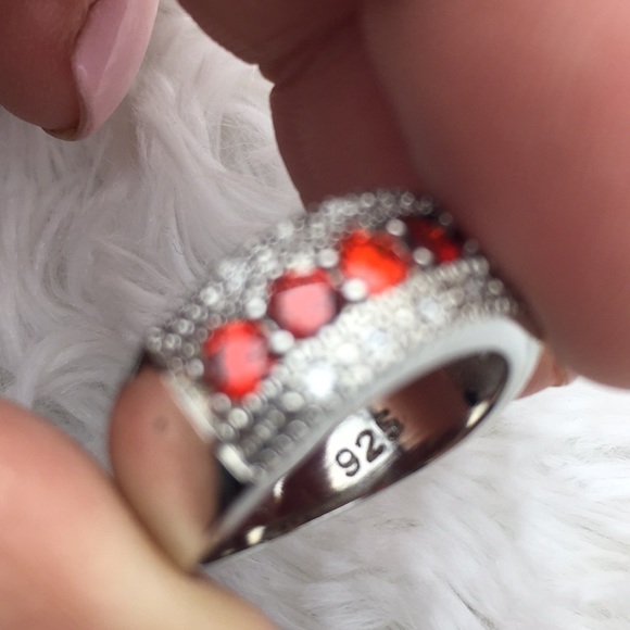 NWOT .925 Sterling Silver and Ruby CZ Ring Size 9 - Picture 6 of 6